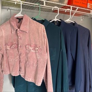 Corduroy Cropped Button Up and Button Ups from Forever 21